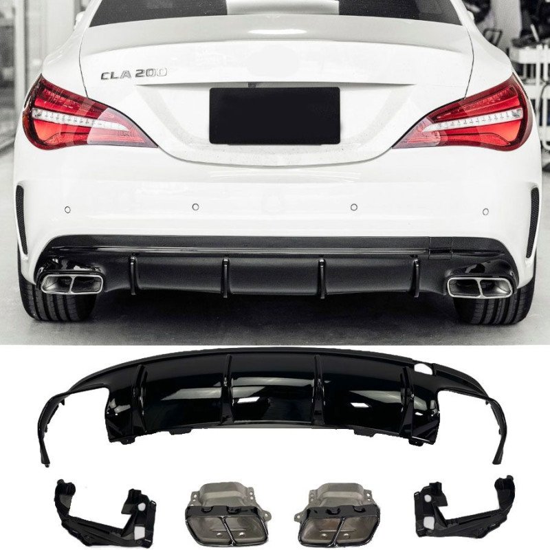 Mercedes CLA-Class W117 Diffuser AMG45 Με Μαύρες Εξατμίσεις