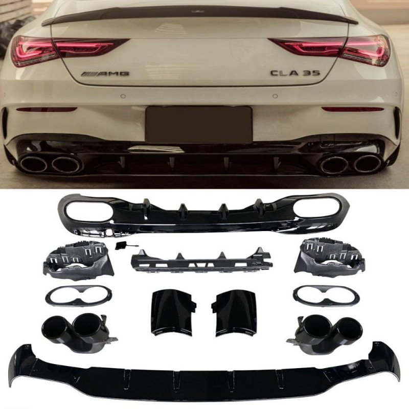 Mercedes CLA-Class W118 Diffuser AMG45 Με Μαύρες Εξατμίσεις