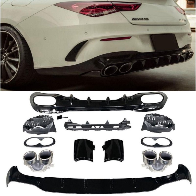 Mercedes CLA-Class W118 Diffuser AMG45 Με Ασημί Εξατμίσεις