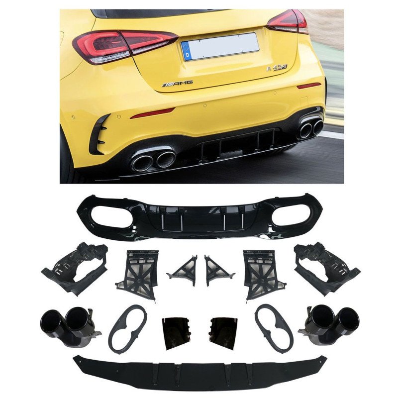 Mercedes A-Class W177 Diffuser Με Μαύρες Εξατμίσης