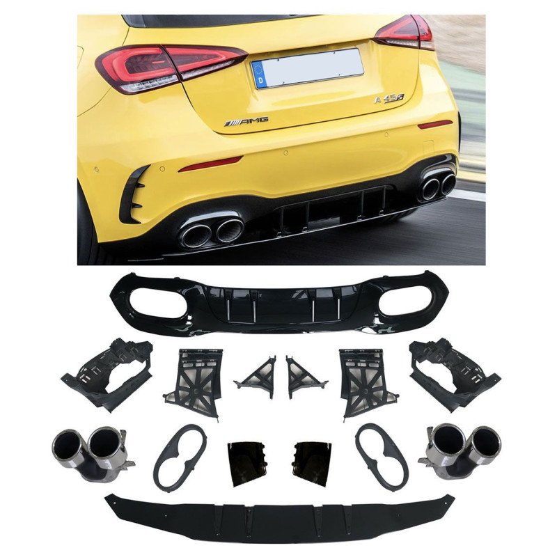 Mercedes A-Class W177 Diffuser Με Ασημί Εξατμίσης